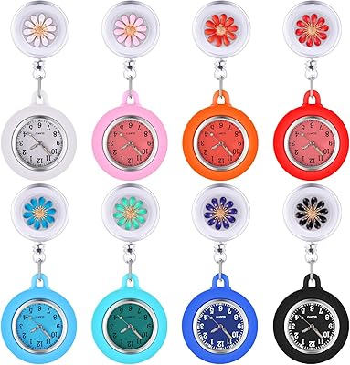 8 pièces montres d'infirmière rétractables en silicone avec montre à pince d'occasion