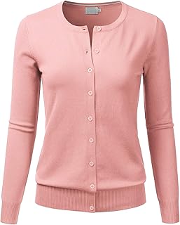 Pull tricoté boutonné à manches longues et col rond pour femme