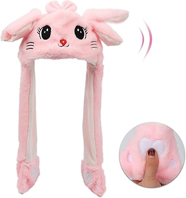 Chapeau animal en peluche hooperl avec oreilles mobiles pour sauter et battre, 22