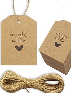 Primify 100 étiquettes cadeaux en papier kraft naturel | étiquettes en carton marron