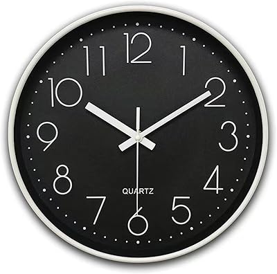 Horloge murale ronde silencieuse kokijoo de 12 pouces, fonctionnant sur piles, facile à