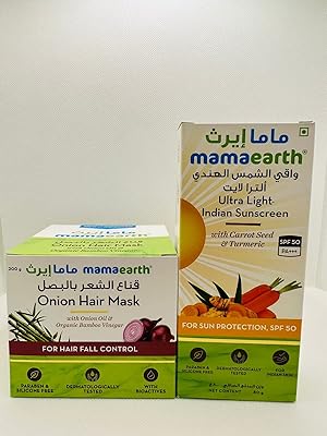 Crème solaire indienne ultra légère mamaearth 80 g avec masque capillaire à l'oignon