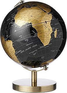 Globe rotatif sc gifts leisure & puffy, noir et or, taille 19 cm