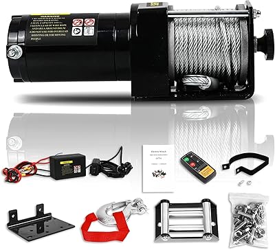Treuil électrique orroad 3000 lbs, atv utv 12 v dc avec télécommande radio