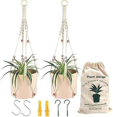 Ensemble de 2 cintres pour plantes en macramé cintre corde