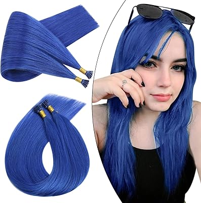 Extensions de cheveux humains ugeat blue itips 16 pouces extensions de cheveux bleus