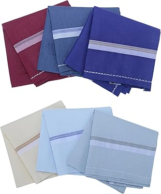 Royal mart 6 pièces mouchoir complet en coton rayé pour hommes | confortable