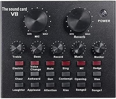 Carte son multifonction live v8, interface audio usb intelligente réglable, mixeur vocal, carte