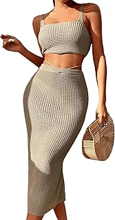 Shein ensemble deux pièces sans manches en dentelle avec dos fendu et jupe