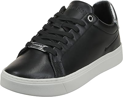 Baskets à lacets calvin klein cup sole pour femme, noir argent, 36