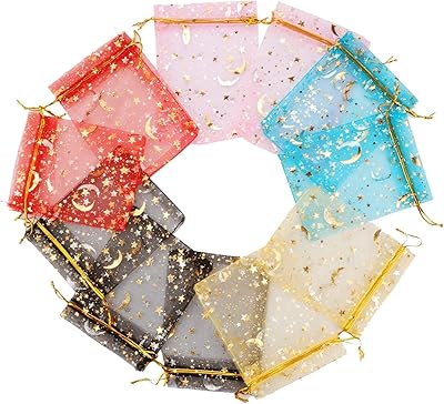 Sacs en organza 50pcs sacs de cadeaux de fête à cordon serrage motif