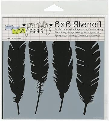 Pochoir "quatre plumes" the crafters, transparent, 6" x 15,24"