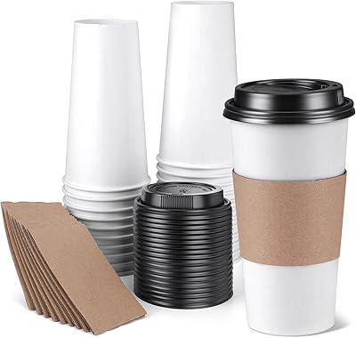 Tasses à café jetables de 20 oz avec couvercles 50 pièces de tasses