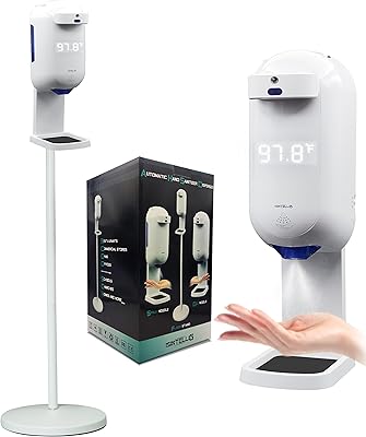 Distributeur automatique de désinfectant pour les mains easentligent avec support et thermomètre