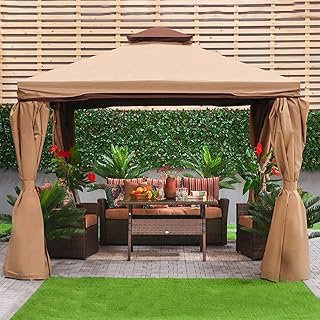Danube home sandra gazebo i cadre en aluminium toit en tissu avec rideau