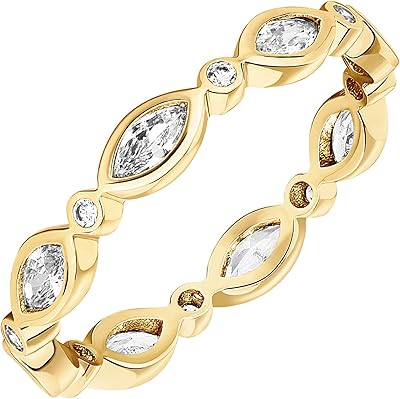 Bague empilée plaquée or 14 carats bafoy | bracelet éternité marquise pour femme