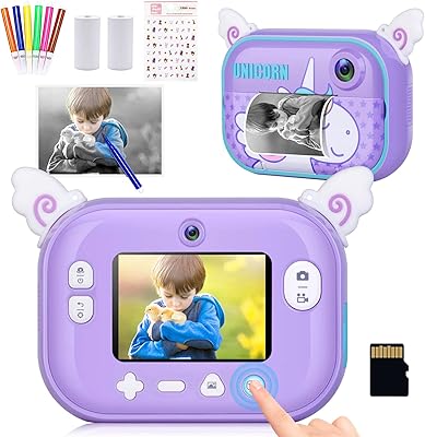 Caméra selfie à impression instantanée pour enfants caméra vidéo numérique rechargeable