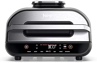 Gril et friteuse à air foody max health ninja [ag551uk], 3,8 l, gris/argent