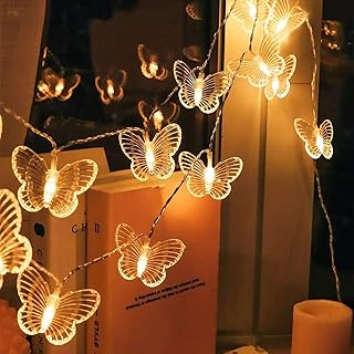 Kingco guirlande lumineuse papillon 3 mètres 20 led blanc chaud lumières à piles