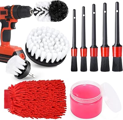 Jeu de brosses de nettoyage de voiture avec gel nettoyant, jeu de brosses