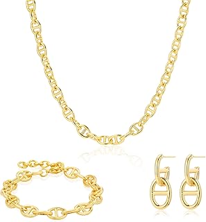 Ensemble collier, collier, bracelet et boucles d'oreilles plaqués or 18 carats, ensemble
