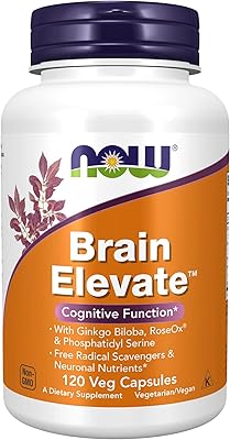 Complément alimentaire now brain elevatetm avec ginkgo biloba, roseox® et phosphatidylsérine, 120 capsules