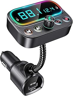 Transmetteur fm bluetooth 5.0 pour voiture, adaptateur usb cd bluetooth avec double microphone/écran