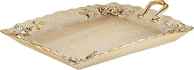 Plateau rectangulaire en porcelaine - 52 x 38 cm, or