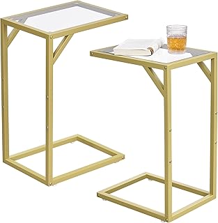 Petite table d'appoint homehead en forme de c en verre trempé avec structure