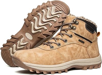 Bottes d'hiver pour hommes bottes de neige à semelle épaisse doublées de fourrure