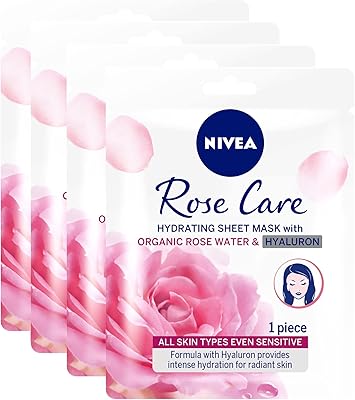 Masque facial hydratant nivea rose care, eau de rose biologique, pour tous