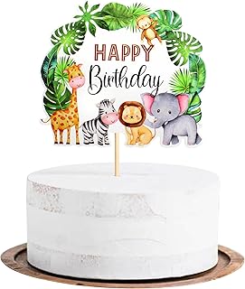 Bloomoon 1pc jungle safari animal gâteau d'anniversaire topper zoo thème décoration de gâteau