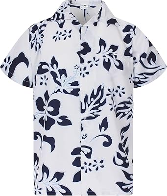 Chemise hawaïenne pour hommes au design décontracté et funky, boutonnée sur le devant