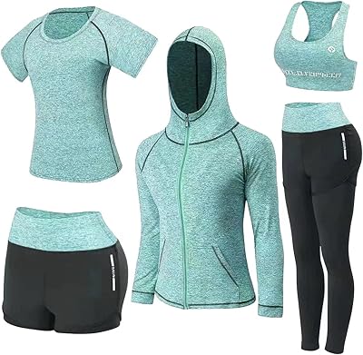 Ensemble de vêtements de sport 5 pièces pour femme pour le yoga la gym