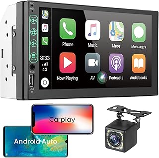 Autoradio double din compatible avec carplay et android auto avec écran tactile hd