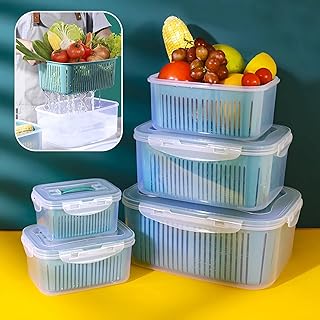 Ensemble de 5 récipients de conservation des aliments empilables sans bpa pour réfrigérateur