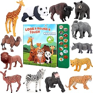 Jeux de modèles d'animaux todosi safari 13 figurines réalistes sauvages et un livre