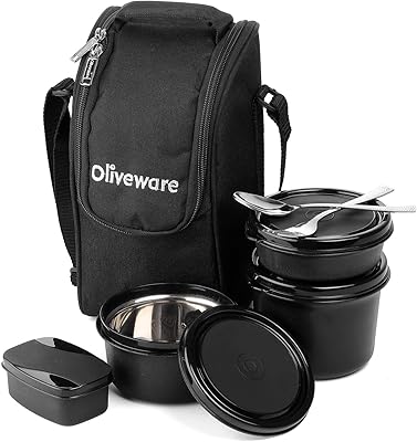 Sbl boîte à lunch isolée oliveware executive series 4 récipients en acier