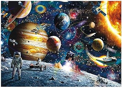 Puzzle voyageur spatial 1000 pièces de papier avec planètes et vaisseau spatial puzzle