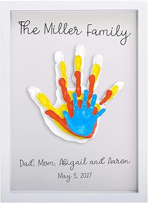 Cadre transparent pour empreintes de mains de famille bearhead, souvenir imprimé de famille