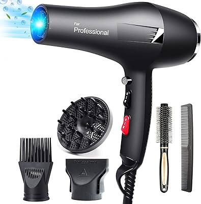 Sèche-cheveux professionnel vailor 2400 w, sèche-cheveux ionique à séchage rapide avec moteur ac