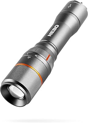 Lampe de poche led noire nebo 1000 lumens rechargeable par davinci, batterie 18650
