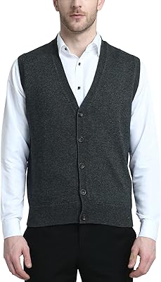 Pull tricoté sans manches pour homme, col en v, en mélange de laine