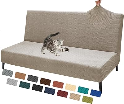 Housse de futon 2023, la dernière nouveauté de shennig, pour canapé et lit sans accoudoirs, housse de protection de meuble antidérapante sans accoudoirs avec fond élastique (futon, kaki). Des économies garanties sur chaque commande avec Diaytar