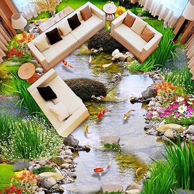 Autocollant mural de sol en pvc 3d personnalisé, autocollant imperméable pour salon