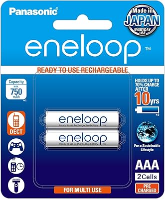 Piles aa rechargeables panasonic eneloop 800 mah, paquet de 2, bk-4mcce2bt2