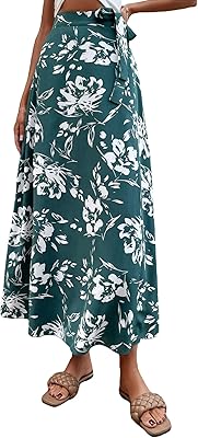 Jupe longue trapèze taille haute avec ceinture enveloppante georgletter pour femme