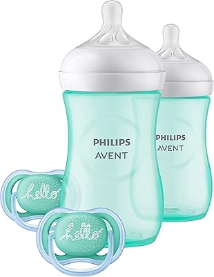 Biberon naturel philips avent natural response, coffret cadeau bébé bleu sarcelle, scd837/02