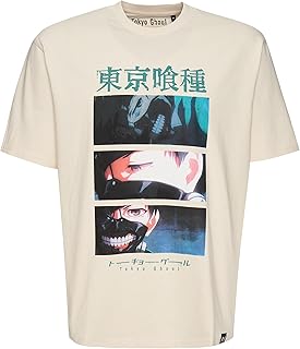 T-shirt tokyo ghoul 4 character art ecru pour hommes récupérés m