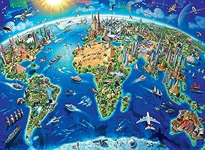 Puzzle en bois de 1000 pièces avec carte du monde pour adolescents